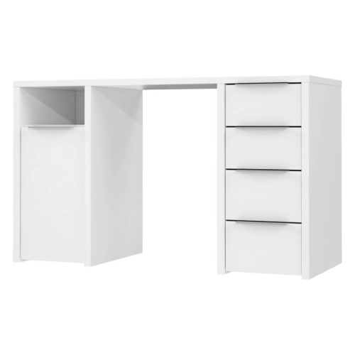 Białe biurko 125x50 cm z 4 szufladami i szafką